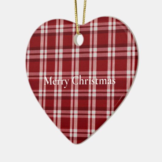 Red White Kariert Keramik Ornament (Links)