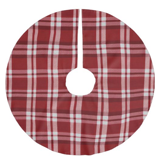 Red White Kariert Polyester Weihnachtsbaumdecke (Vorderseite)