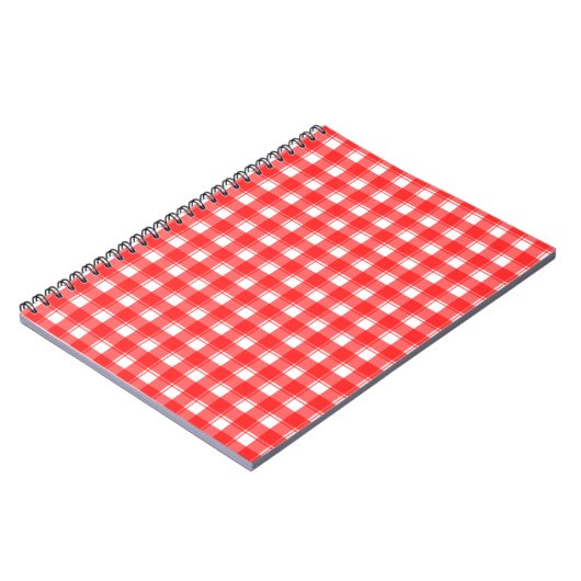 Red White Kariert Stripes-Muster-Notebook Notizblock (Linke Seite)