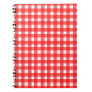Red White Kariert Stripes-Muster-Notebook Notizblock