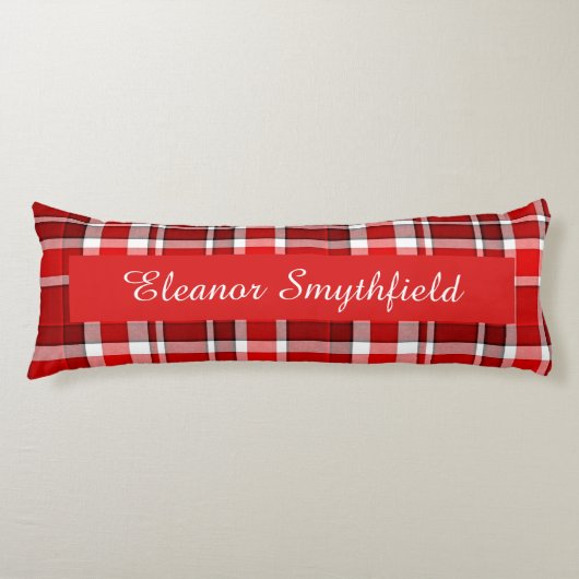 Red White Kariert Tartan Custom Seitenschläferkissen (Vorderseite)