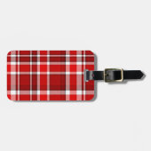 Red White Kariert Tartan | Name hinzufügen Gepäckanhänger (Vorderseite horizontal)