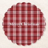 Red White Kariert Untersetzer (Vorderseite)