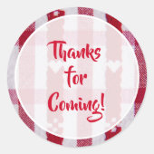 Red & White Kariert Vielen Dank Runder Aufkleber (Vorderseite)