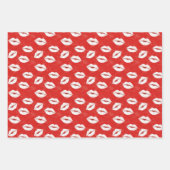 Red White Kiss Lips Flirty Love XO Valentine's day Geschenkpapier Set (Vorderseite)