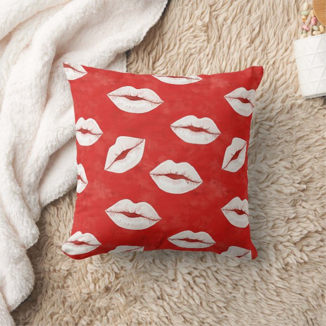 Red White Kisses XOXO Kissen (Decke)
