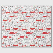 Red White Kitts Cats Floral Weihnachtsgeschenk Geschenkpapier (Flach)