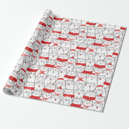 Red White Kitts Cats Funny Christmas Weihnachtsges Geschenkpapier