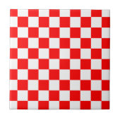 Red White Kroon Checkerboard Muster Fliese (Vorderseite)