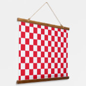 Red White Kroon Checkerboard Muster Wandteppich Mit Holzrahmen (Gewinkelt)