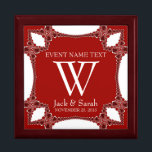 Red White Lace Hochzeitstag Geschenkboxen<br><div class="desc">Einzigartige und stilvolle Fraktal rote Spitzen-Ecken-Ränder auf Weiß - exquisite und elegante Brauchtum, Jubiläum oder Verlobung präsentiert. Personalisieren Sie sich mit Namen, Jubiläumsdatum und Monogramm oder Zahlen - gemacht in eine wunderbare hölzerne Geschenkboxen, um Schmuckstücke behalten, Schmuckkästchen für Ihre speziellen Kuchen. Ein wunderbares Geschenk - füllen Sie die Schachtel mit...</div>
