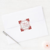 Red+White Lace Hochzeitsticker Quadratischer Aufkleber (Umschlag)