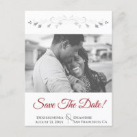 Red & White Lacy Border Wedding Save the Date