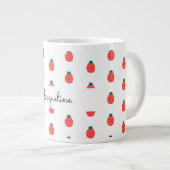 Red White Ladybug Nattern Pattern Girly Jumbo-Tasse (Vorderseite Rechts)