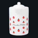 Red White Ladybug Nature Pattern Elegant<br><div class="desc">Red White Elegant Ladybug Nature Muster Teekanne. Verwenden Sie diese Vorlagenoption,  um den Text zu ändern. Verwenden Sie das Tool Bearbeiten,  um die Textfarbe zu ändern.</div>