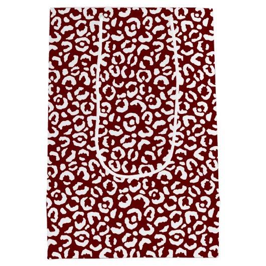 Red White Leopard Print Mittlere Geschenktüte (Rückseite)