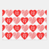 Red White Liebe Hearts Geschenkpapier Set (Vorderseite 3)