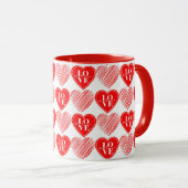 Red White Liebe Hearts Tasse (VorderseiteRechts)