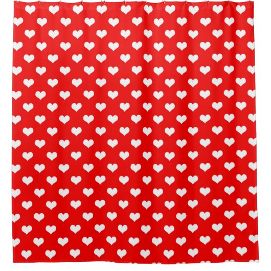 Red White Liebe Herzdesign Duschvorhang (Vorderseite)
