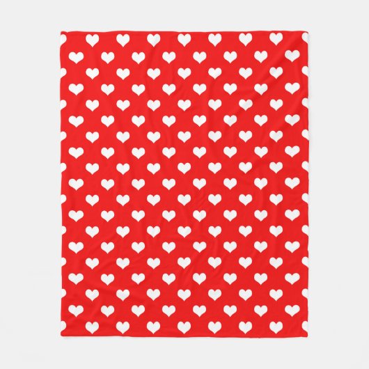 Red White Liebe Herzdesign Fleecedecke (Vorderseite)
