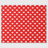 Red White Liebe Herzdesign Geschenkpapier (Flach)