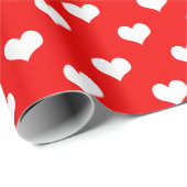 Red White Liebe Herzdesign Geschenkpapier (Rolleneckpunkt)