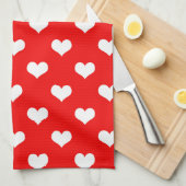 Red White Liebe Herzdesign Geschirrtuch (Viertel Falte)