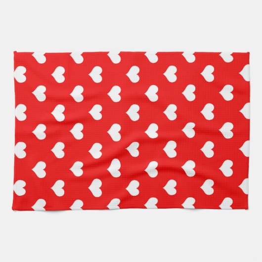 Red White Liebe Herzdesign Geschirrtuch (Horizontal)
