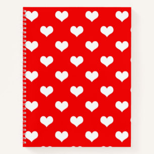 Red White Liebe Herzdesign Notizblock