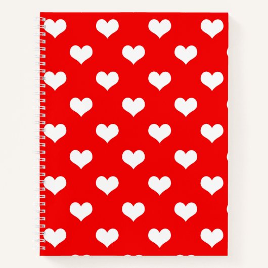 Red White Liebe Herzdesign Notizblock (Vorderseite)