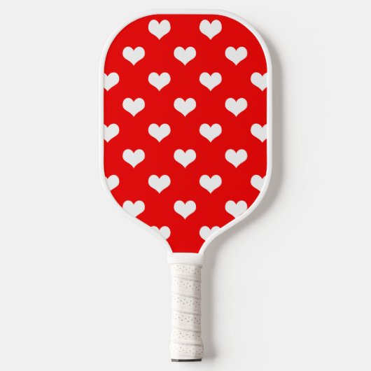 Red White Liebe Herzdesign Pickleball Schläger (Vorderseite)