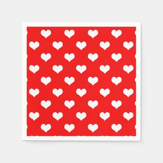 Red White Liebe Herzdesign Serviette (Vorderseite)