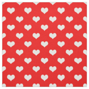 Red White Liebe Herzdesign Stoff