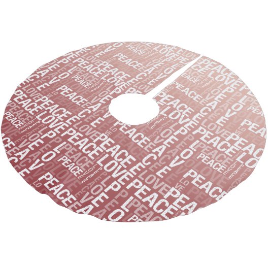 Red White Liebe Peace Polyester Weihnachtsbaumdecke (Schrägansicht)