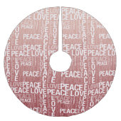 Red White Liebe Peace Polyester Weihnachtsbaumdecke (Vorderseite)