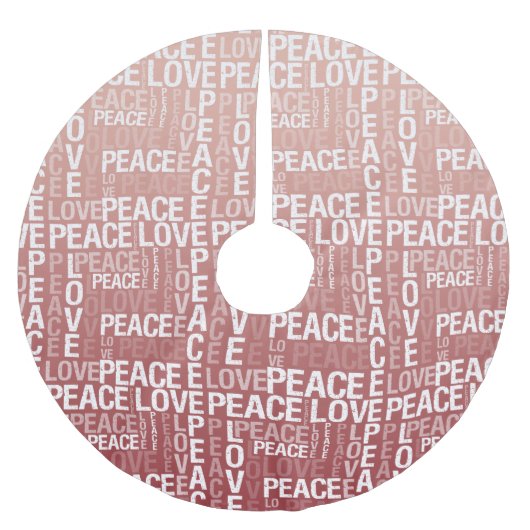 Red White Liebe Peace Polyester Weihnachtsbaumdecke (Vorderseite)