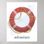 Red White Lifebuoy Life Preserve Nautical Ocean Poster (Vorne)