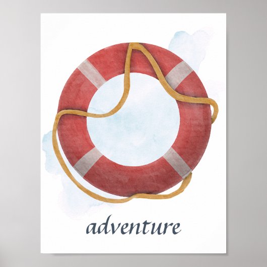 Red White Lifebuoy Life Preserve Nautical Ocean Poster (Vorne)