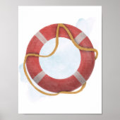 Red White Lifebuoy Life Preserve Nautical Ocean Poster (Vorne)