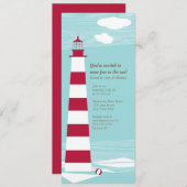 Red White Lighthouse Party Einladung (Vorne/Hinten)