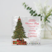 Red White Lights Tree Festivals Weihnachtsfest Par Einladung (Stehend Vorderseite)