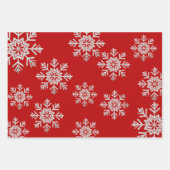 Red White Lines Silver Snowflake Red White Kariert Geschenkpapier Set (Vorderseite 2)