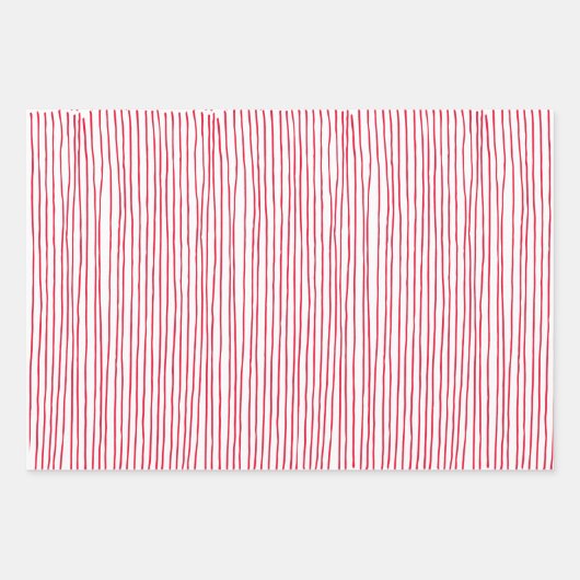 Red White Lines Silver Snowflake Red White Kariert Geschenkpapier Set (Vorderseite)
