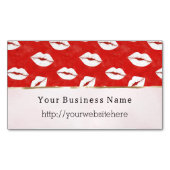 Red White Lips Kiss Business name website Magnetische Visitenkarte (Vorderseite)