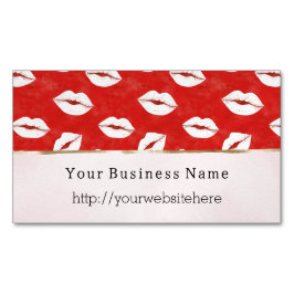 Red White Lips Kiss Business name website Magnetische Visitenkarte