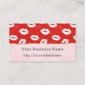 Red White Lips Kiss Pink Business name website Visitenkarte (Vorderseite)