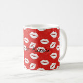Red White Lips Kisses Valentine's Day Flirty Love Kaffeetasse (VorderseiteRechts)