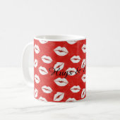 Red White Lips Kisses Valentine's Day Flirty Love Kaffeetasse (Vorderseite Links)