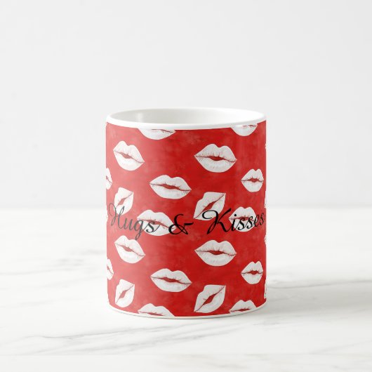Red White Lips Kisses Valentine's Day Flirty Love Kaffeetasse (Mittel)