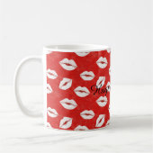 Red White Lips Kisses Valentine's Day Flirty Love Kaffeetasse (Links)